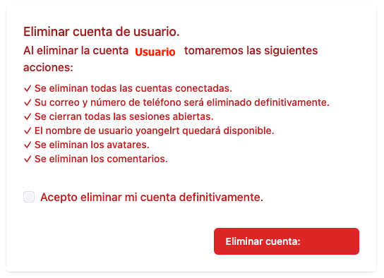 Ejemplo eliminar cuenta.